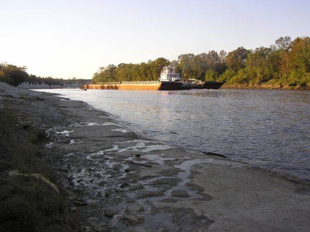 barge on river