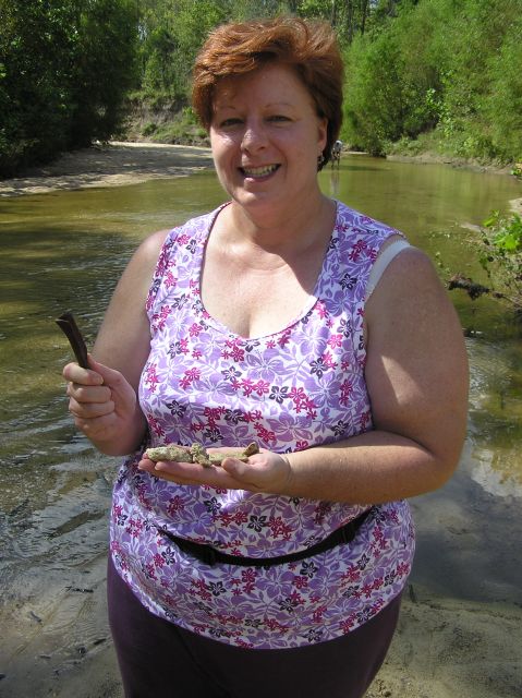 showing fossils found in creek