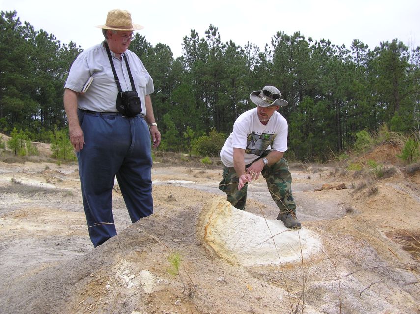 discussing geology of fossil site
