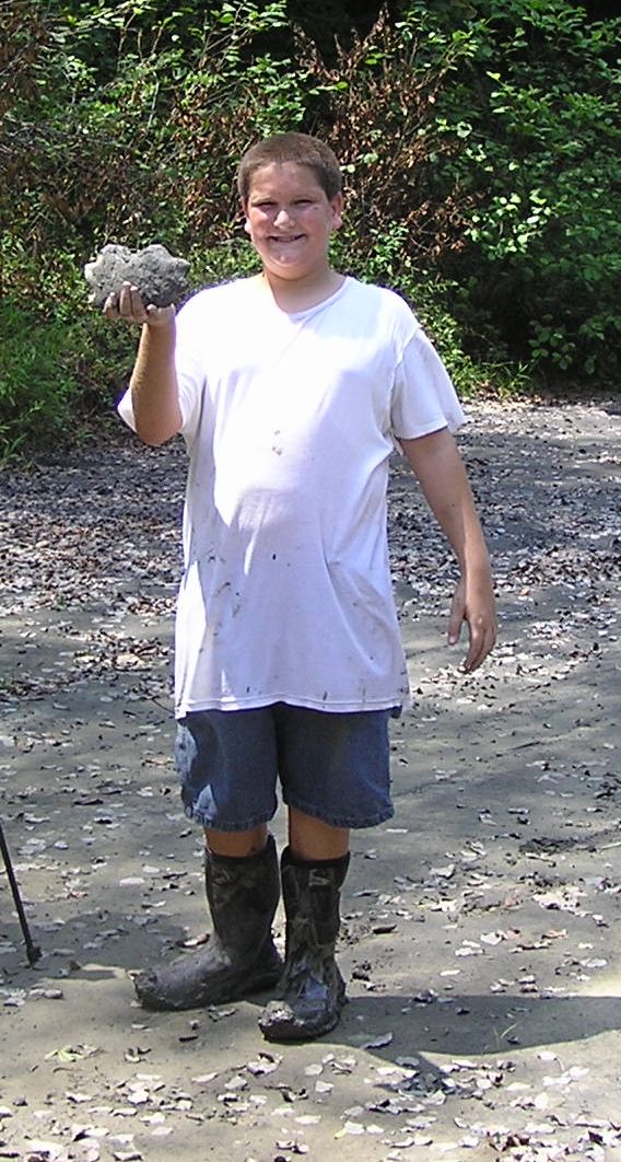 Aaron showing off fossil crab