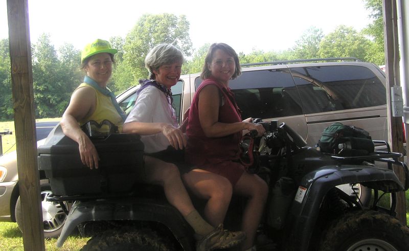Becky, Vicki, Michelle on ATV going to hunt fossils