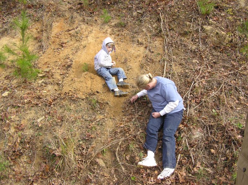 searching hillside for fossils