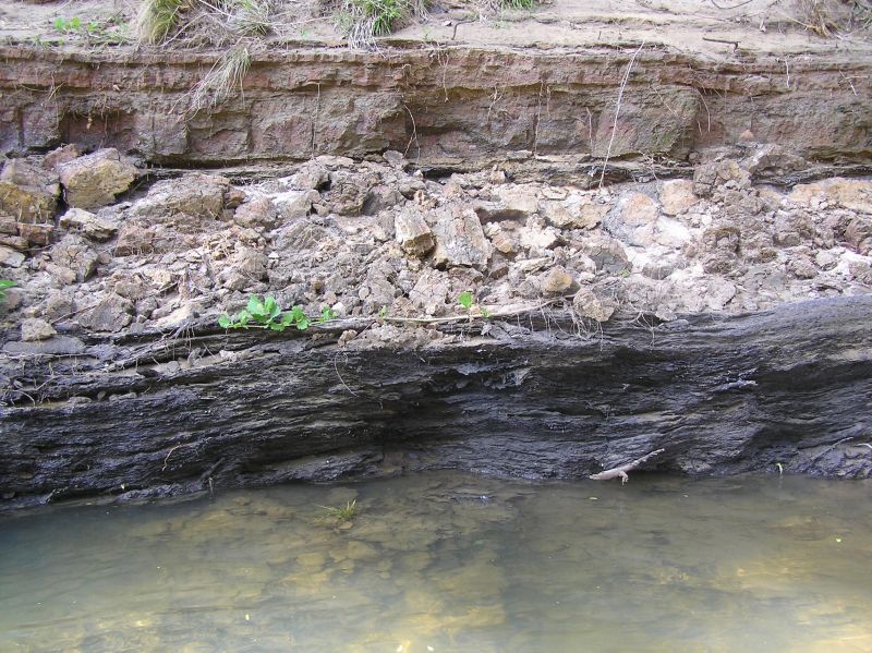 geologic layers visible in creek bank