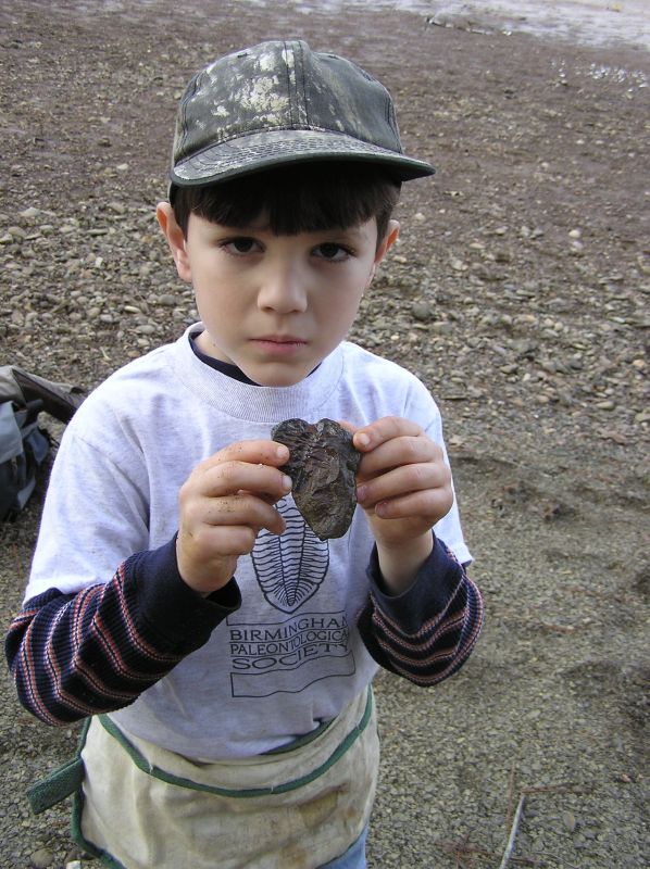Steve with his fossil trilobite