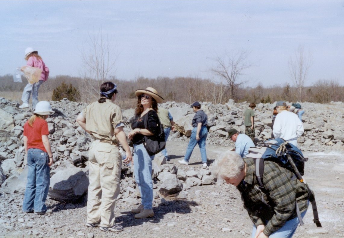 collecting fossils in quarry