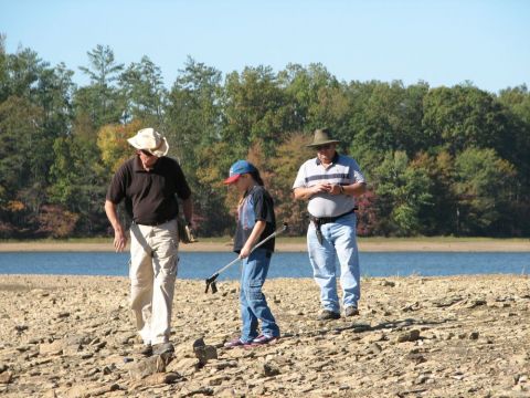 people hunting fossils