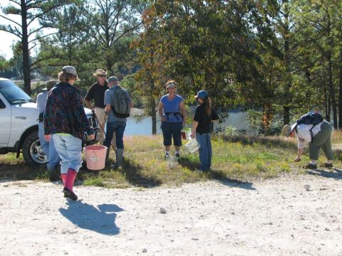 people waiting on instructions for fossil hunt