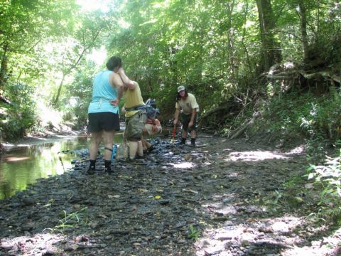 people in creek