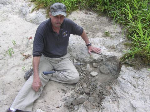 Bobby went for a walk to stretch his legs, and found a whole ammonite.