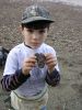Steven with his trilobite find.