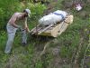 Almost there - James Lamb hauling the dinosaur skull out on a sled, using a gas powered come-along